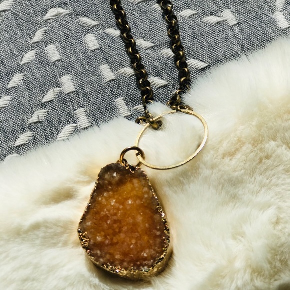 SOLD Anthro Chunky Raw Quartz Necklace - Picture 2 of 5